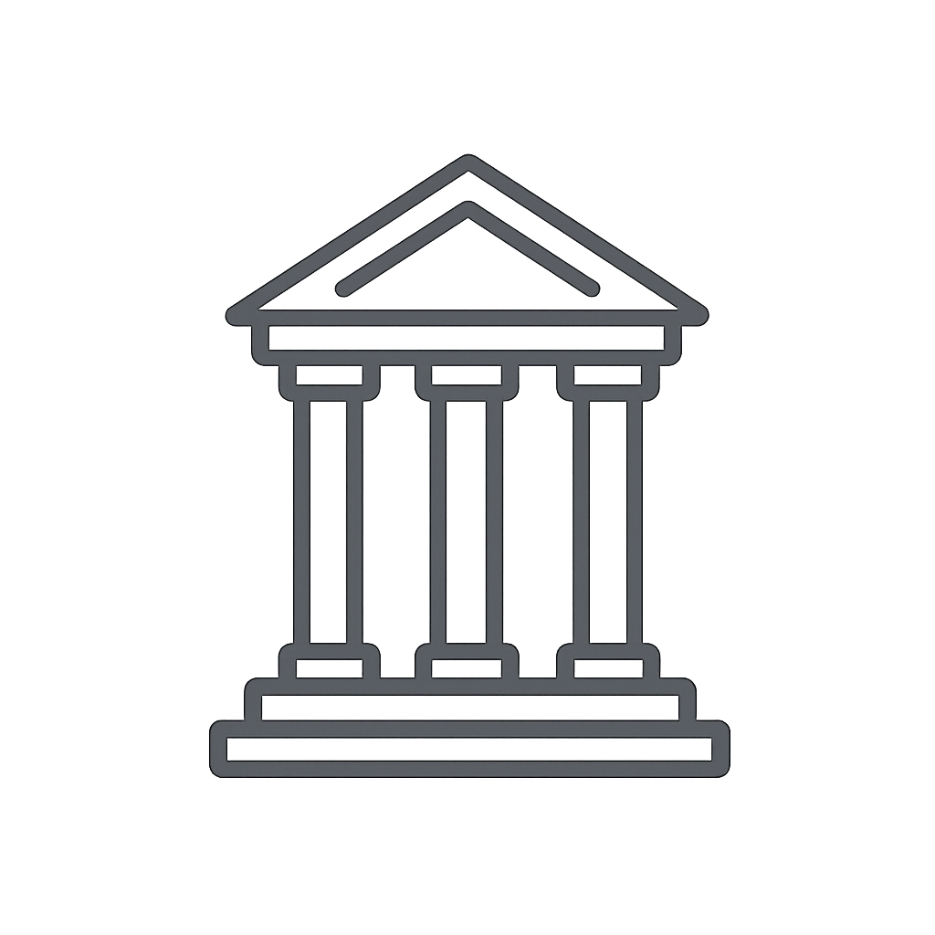 Un édifice classique comportant des colonnes dans un style grec, probablement un bâtiment public.